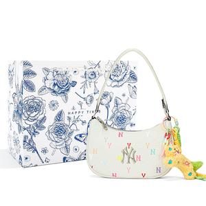 MLB Ручная работа Рисованный вручную Пельмень Маджонг Подмышка Одно плечо Женская сумка Обычный Кремовый Белый, Rainbow Graffiti