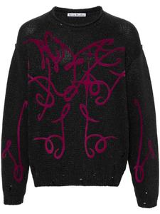 Acne Studios джемпер с эффектом потертости и набивным логотипом, серый