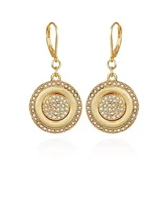 Серьги-Подвески из золотых монет с камнем паве Vince Camuto, gold-tone