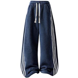 Повседневные брюки Unisex утепленные с флисовой подкладкой прямого кроя X1617, темно-синий