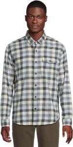 Мужская рубашка из чесаного твила Jaspé в клетку, традиционный крой навыпуск L.L.Bean, Foggy Blue