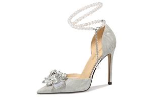 Тонкий каблук высокие туфли 10 см женские Lily Wei, серебро