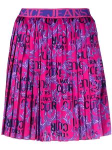 Versace Jeans Couture плиссированная мини-юбка с принтом Logo Couture, розовый