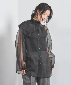 Блузка с воротником-рюшами, двусторонняя United Arrows, цвет Black