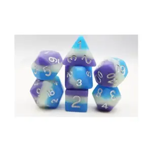 Набор Poly — снежный конус с черникой и серебром (7), Dice Sets - Resin/Acrylic - Blue, Green, & Purple (Foam Brain Games)