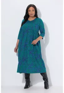 Платье из трикотажа с карманами и волнистым принтом Ulla Popken, Azure