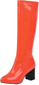 Женские высокие ботинки до колена с массивным каблуком, заостренным носком и высоким каблуком, сексуальные высокие ботильоны Generic, Orange