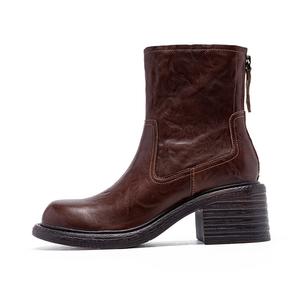 ZHR Женские полусапожки коричневые/черные - коричневый [Элегантность минимализма] S530, цвет Brown[Minimalist Style Elegance]-S530