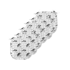 Винтажные подушки на обеденный стул ABAKUHAUS, модная женская одежда, декоративная водонепроницаемая подушка с ремнями для кухонных сидений, 40 см x 40 см — упаковка из 6 шт., черный бледно-серый белый