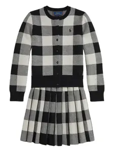 Комплект из юбки и кардигана в клетку гингем POLO RALPH LAUREN KIDS, черный