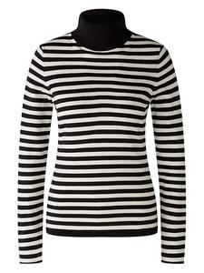 Пуловер Oui Rollkragenpullover, цвет Schwarz/Creme