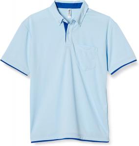 Мужская рубашка-поло Glimmer 00315-AYB на пуговицах, из быстросохнущей ткани, с коротким рукавом, с карманом, плотность ткани 4,4 унции, светло-голубой/синий