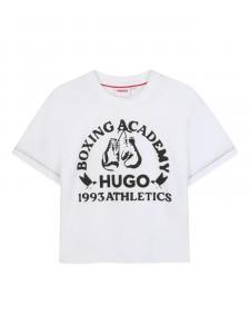 HUGO KIDS футболка с графичным принтом, белый