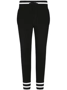 Шерстяные спортивные брюки с вышивкой DOLCE & GABBANA, черный