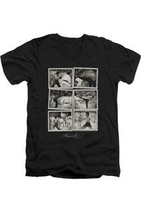 Футболка из хлопка премиум-класса с коротким рукавом и V-образным вырезом для взрослых с изображением Брюса Ли Gildan, черный