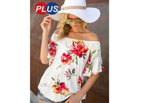 Топ с открытыми плечами и цветочным принтом, белый цвет E. Luna