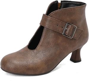 Женские ботильоны на каблуке-китен с боковой молнией, для офиса, с круглым носом, короткие, большого размера BLXQPYT, Brown