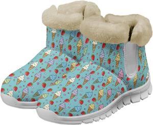 Зимние ботинки chaqlin Snow, утепленные на щиколотку, с мягкой фланелевой подкладкой и плюшевым мехом, женские с плоским каблуком, легкие, удобные для повседневной носки, работы на улице и походов, Sweet Cone Strawberry