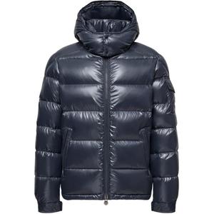 Moncler Майя утепленная короткая куртка с капюшоном Мужская морская синяя, Marine Blue