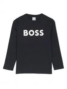 Футболка с длинными рукавами и логотипом BOSS Kidswear, синий