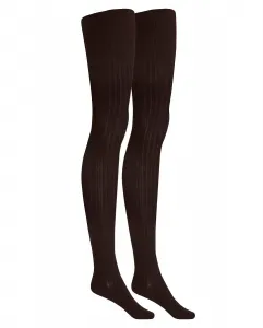Комплект из 2 детских колготок в рубчик из хлопка Punto Blanco, темно-коричневый