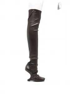 Ботфорты на фигурном каблуке Rick Owens Lilies, коричневый