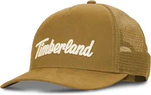 Timberland Trucker Hat для мужчин - прочная хлопковая саржа, регулируемая кепка snapback, дышащая сетчатая спинка, Wheat (Brown)