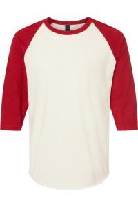 Футболка-реглан из тонкого джерси Tultex Unisex, цвет vintage white/ rio red