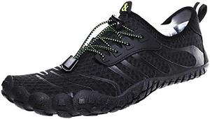Мужские водные кроссовки с голой стопой, быстро сохнущие походные кроссовки для походов по рекам, пляжа, нескользящие аква-кроссовки, легкие плавательные кроссовки, кроссовки для трейл-раннинга и серфинга Qacksv, черный