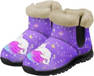 Женские зимние ботинки Jeiento Fuzzy Panda с плюшевой подкладкой, утолщенные, на плоской подошве, с теплой фланелевой подкладкой, White Cat Planet