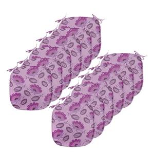 ABAKUHAUS Фиолетовые подушки на обеденный стул, вдохновленная природой Флора, декоративная водонепроницаемая подушка с ремнями для кухонных сидений, 40 см x 40 см — упаковка из 12 шт., фиолетовый фиолетовый темно-фиолетовый, розовый