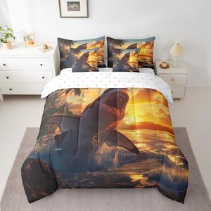 Erosebridal Комплект постельного белья Shark с морским принтом для девочек и взрослых, Gold Yellow