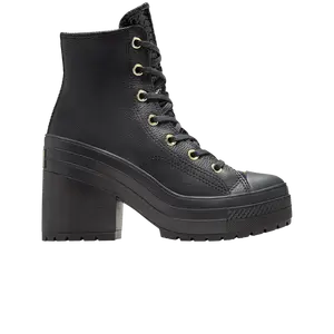 Кроссовки Converse Wmns Chuck 70 De Luxe Heel Platform High Black Light Gold, черный