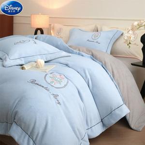 Disney Комплект постельного белья, 150 см, 4 предмета, простыня, небесно-голубой + ванильно-серый