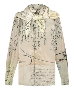 Рубашка с узором из рукописных букв и шарф FlãNeur, бежевый