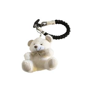 Пледовый плюшевый мишка брелок для брелока куклы плюш подвеска высота 12см XIWANTONG, белый