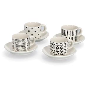 Набор чашек для эспрессо Zeller, 8 предметов (4 чашки/4 блюдца) Zeller Present, черно-белый