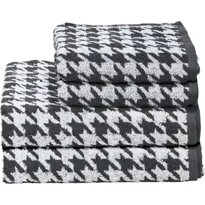 Набор полотенец Daily Shapes Bird 4 шт. Жаккардовый велюровый жаккардовый материал, доступен в различных вариантах наборов Done., антрацит/белый