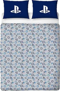 Постельное белье Playstation Icons, двустороннее TC774 (односпальная кровать) (белый/синий) Sony