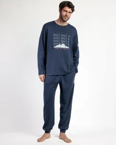 Длинная мужская пижама из хлопкового трикотажа синего цвета Admas