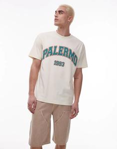 Футболка Topman свободного кроя с принтом «Палермо» цвета экрю