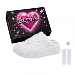 Boldi Kuki Женские противоскользящие тапочки с закрытым носком на резиновой подошве белые эксклюзивная упаковка с носками, цвет White (Exclusive Box+Includes Socks)