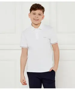 Футболка поло Regular fit Boss Kidswear, белый