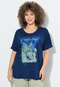 Футболка Ulla Popken PORTUGAL RUFFLED CUFF GRAPHIC , Dark Blue