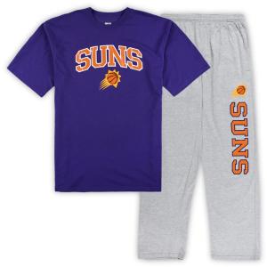 Мужской комплект для сна с футболкой Phoenix Suns Big & Tall и пижамными штанами Concepts Sport Purple/Heather Grey