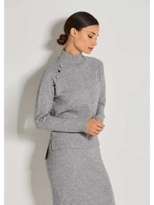 MADELEINE Высококачественный шерстяной свитер со стоячим воротником, цвет графитовый/серебристый/меланж