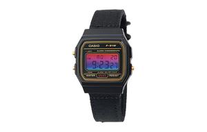 CASIO Мужские часы Retrofit Series с кварцевым механизмом и нейлоновым ремешком, черный циферблат