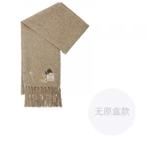 LOEWE Шерстяной вязаный шарф, Light Gray