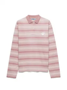 Поло в полоску с длинными рукавами Prada, розовый