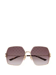 Солнцезащитные очки с геометрической оправой и логотипом Gucci, золотой